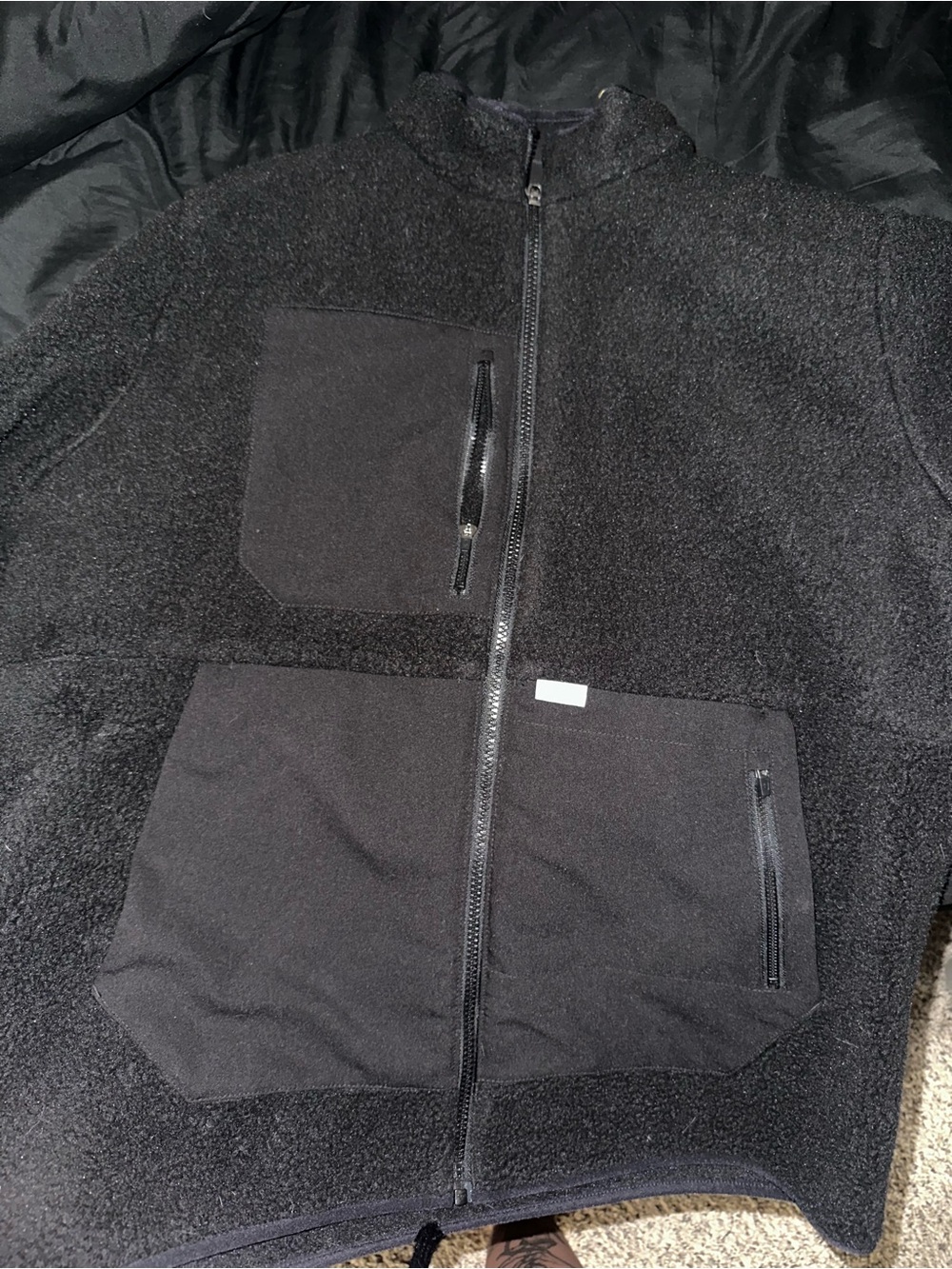 Figs Black Textured Fleece Jacket
